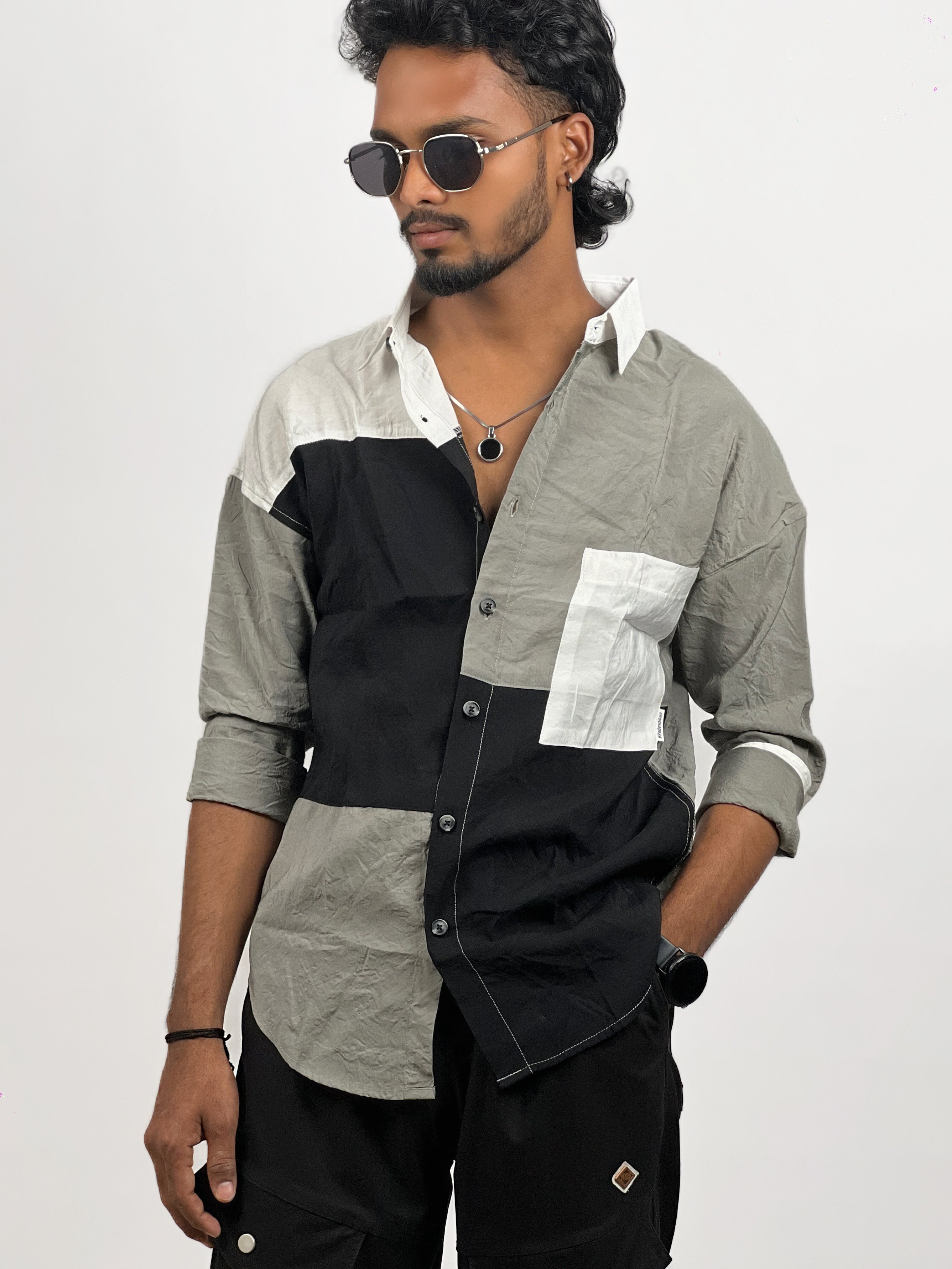 MEN SOLID DROP SHOULDER SHIRTS