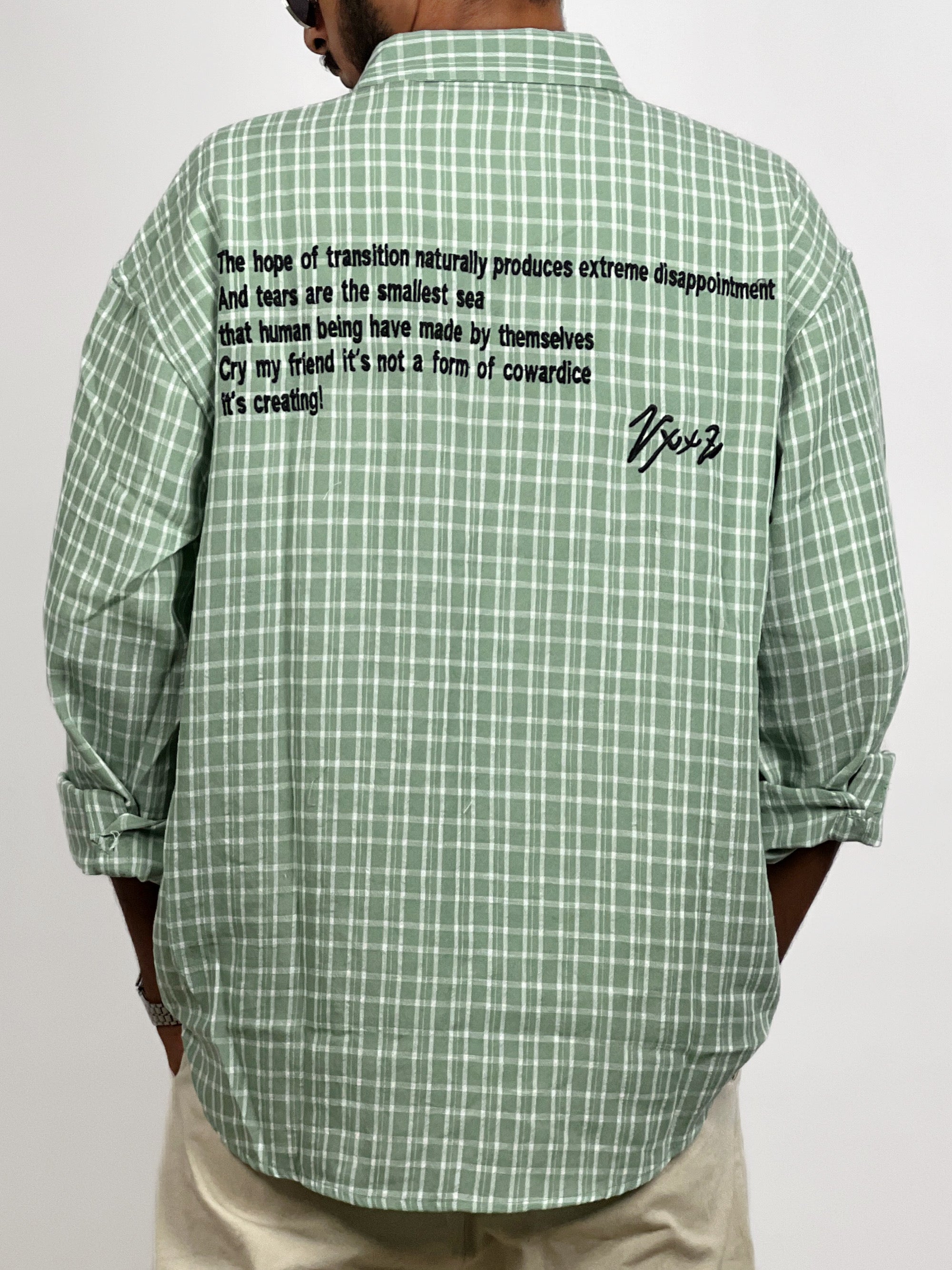 TYPOGRAPHY BACK PRINT CHECKS SHIRTS