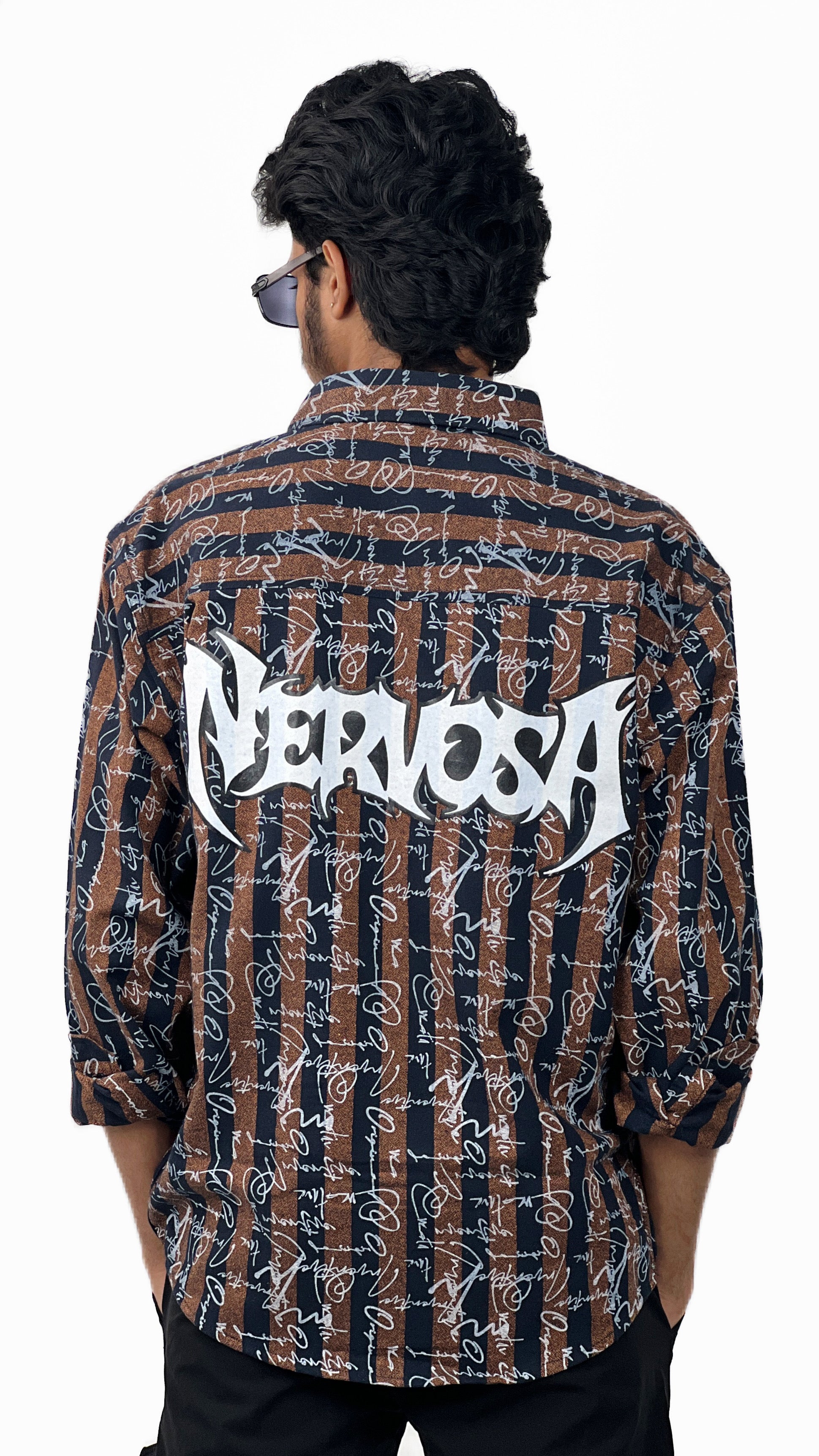 NERVOSA PRINTED SHIRT-BROWN BLUE