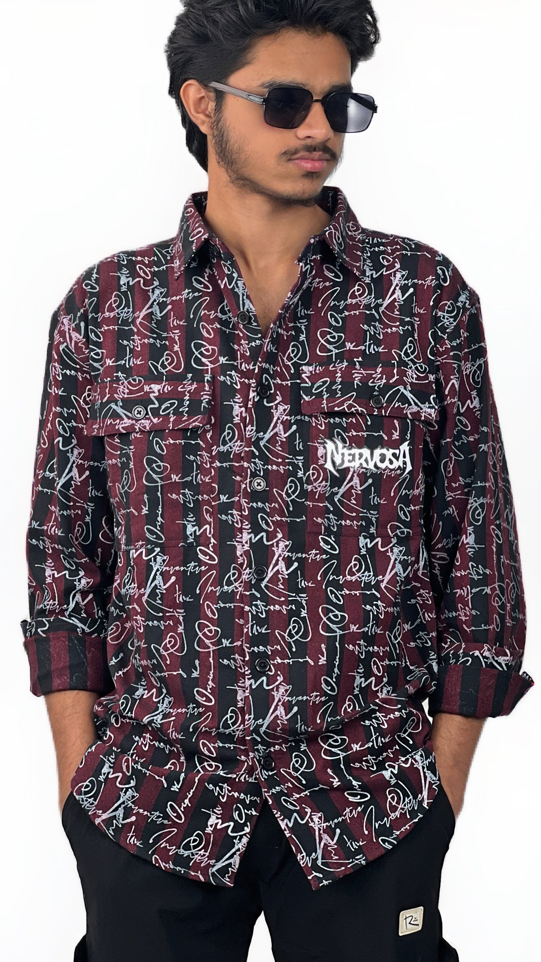 NERVOSA PRINTED SHIRT-WINE