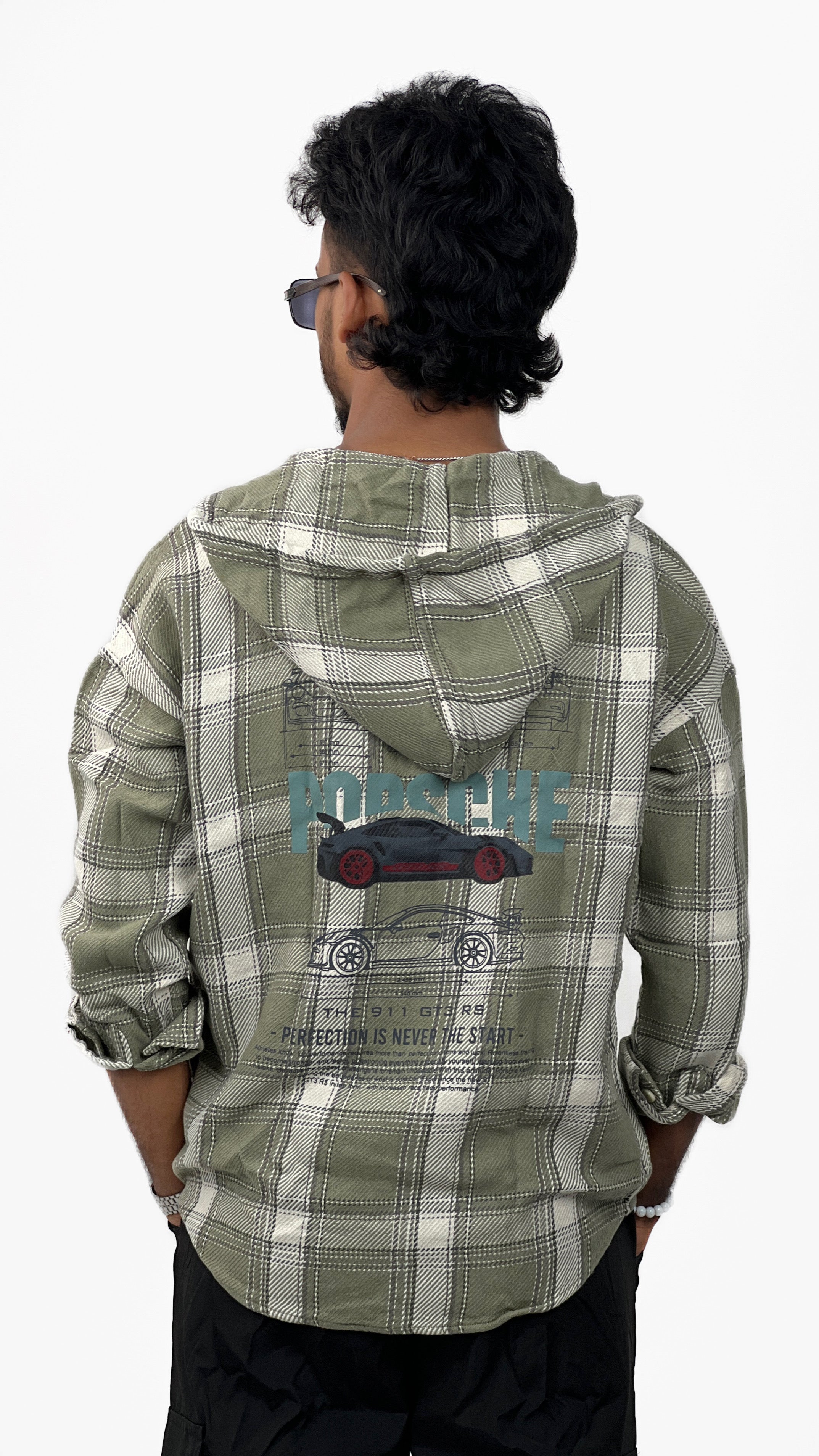 R&amp;D BRUSH CHECKS HOODIE SHIRT