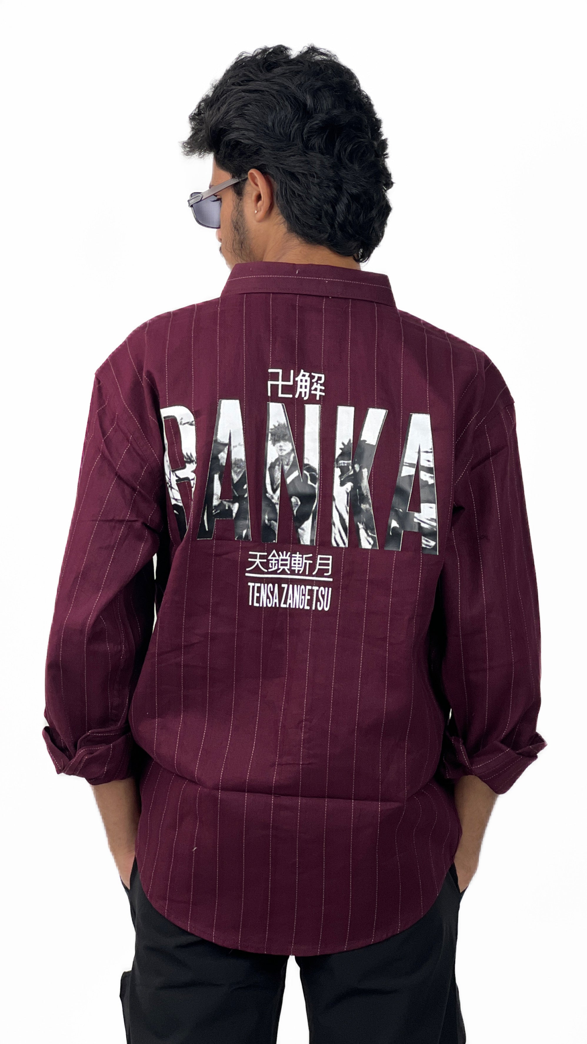 STIFF FABRIC BACK PRINTED SHIRT-WINE