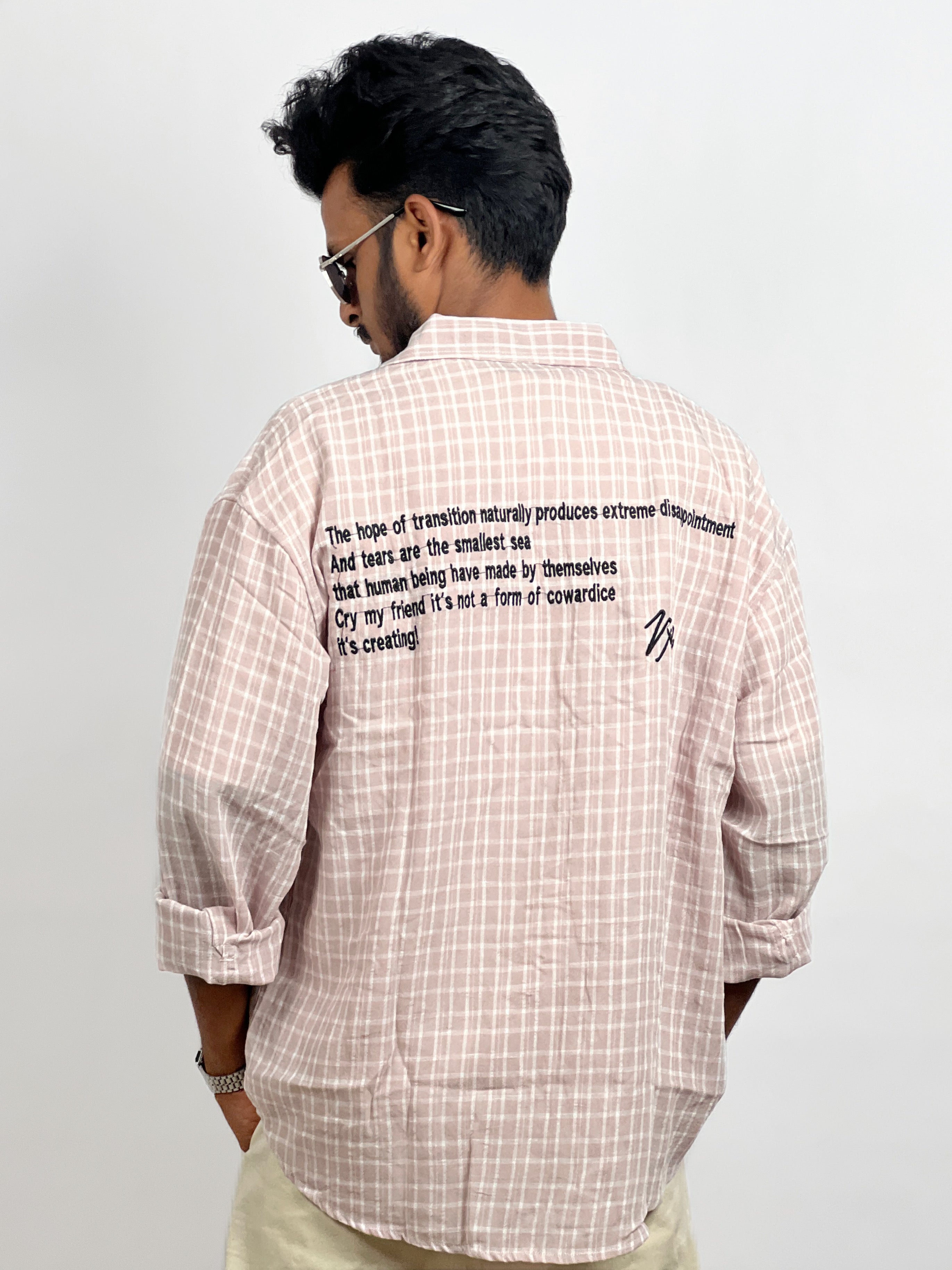 TYPOGRAPHY BACK PRINT CHECKS SHIRTS