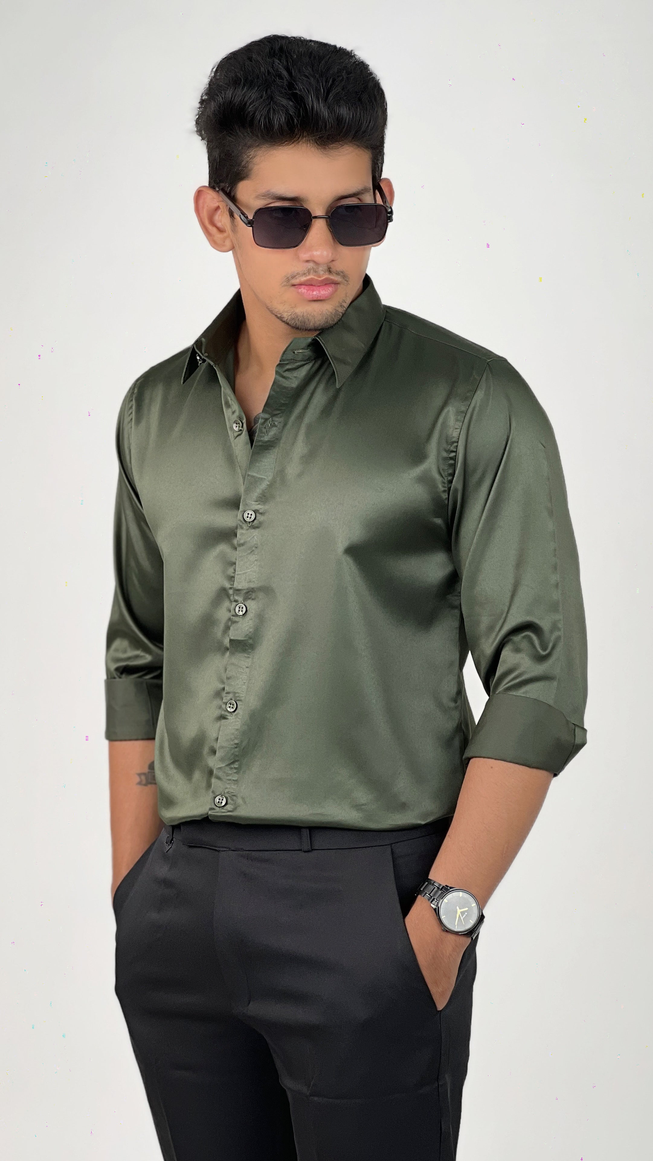 DARK GREEN FORMAL SHIRT