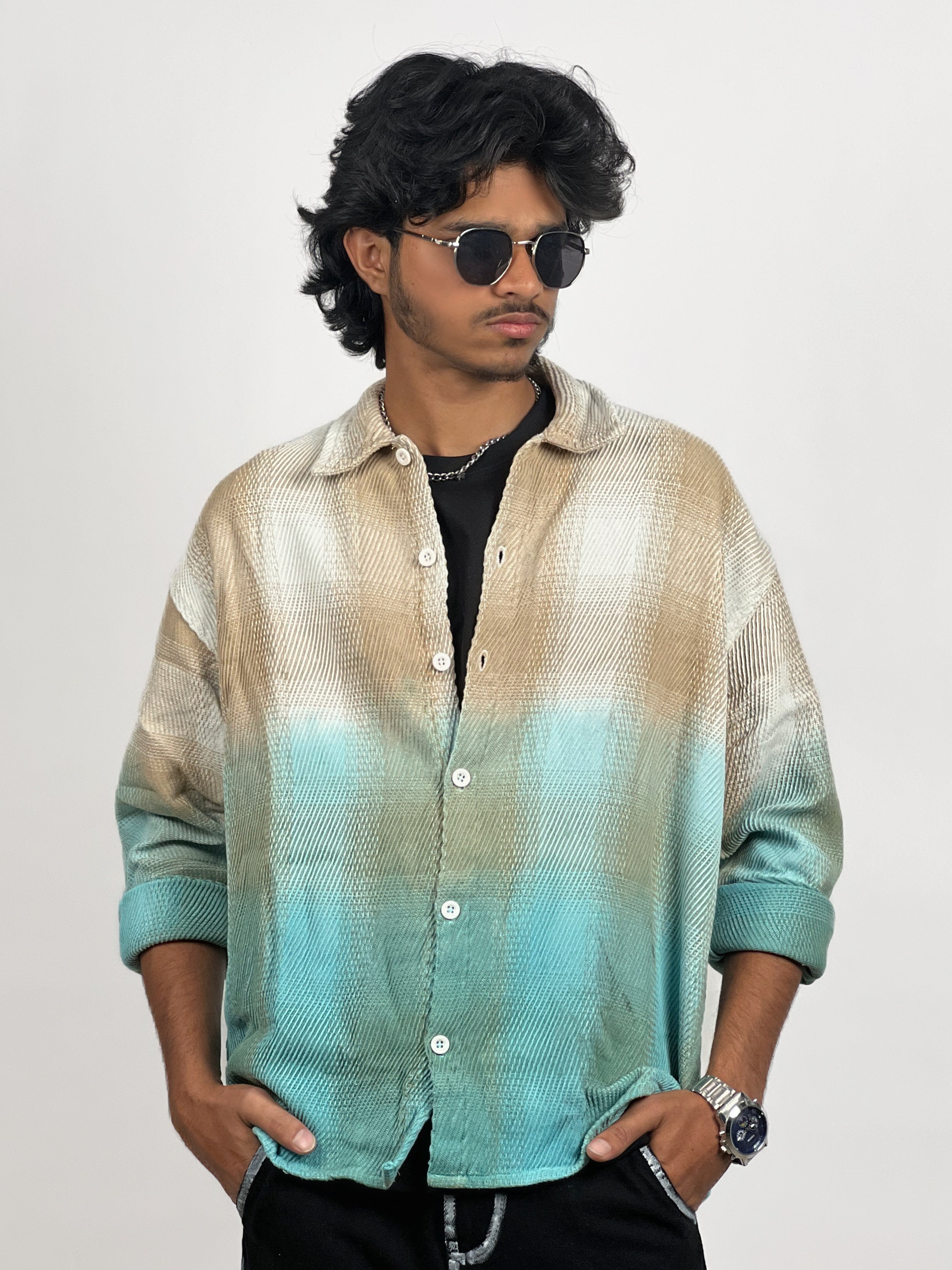 DIP DYE FUTURA PUFF BACK PRINTED SHIRTS