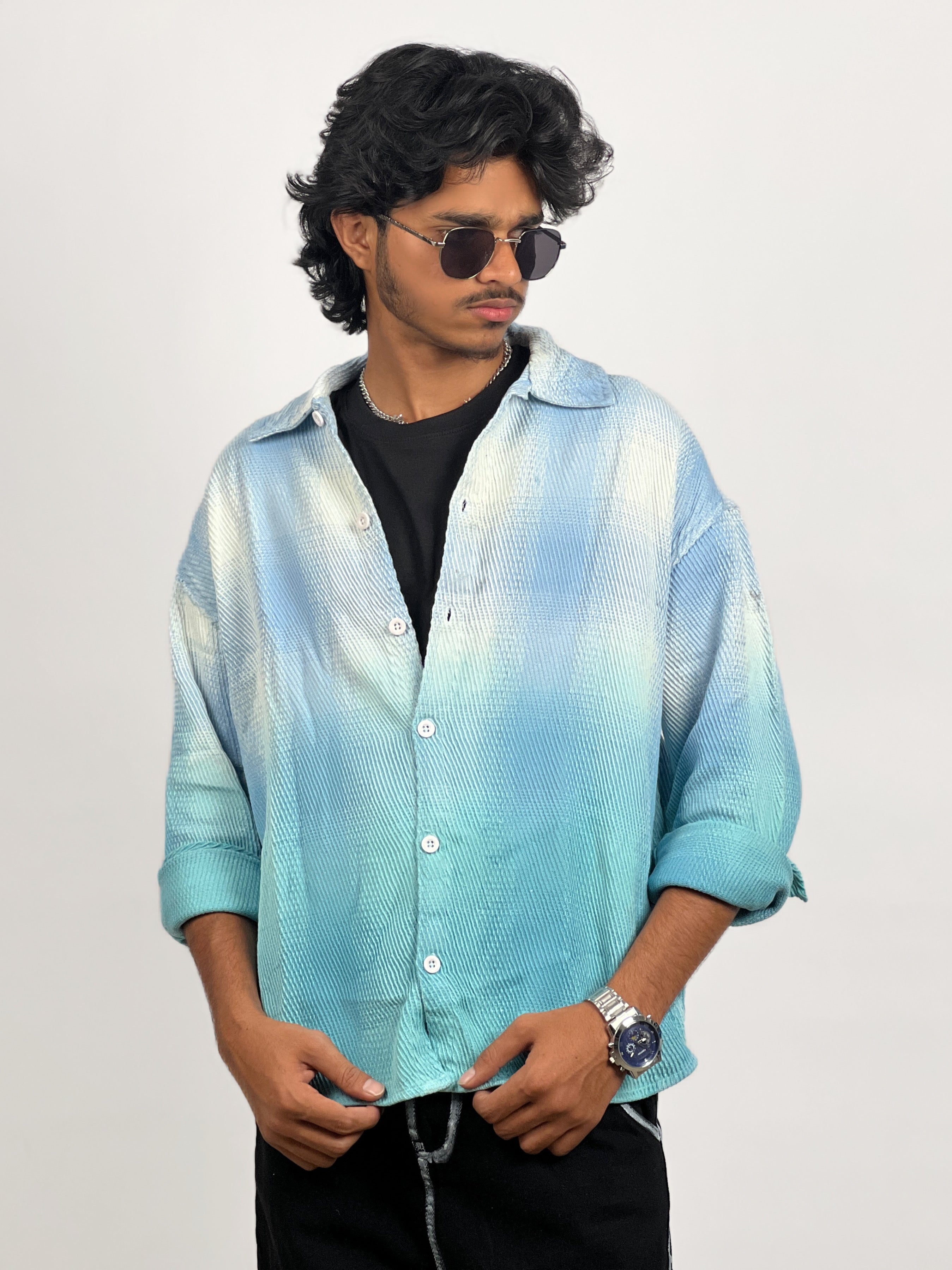 DIP DYE FUTURA PUFF BACK PRINTED SHIRTS