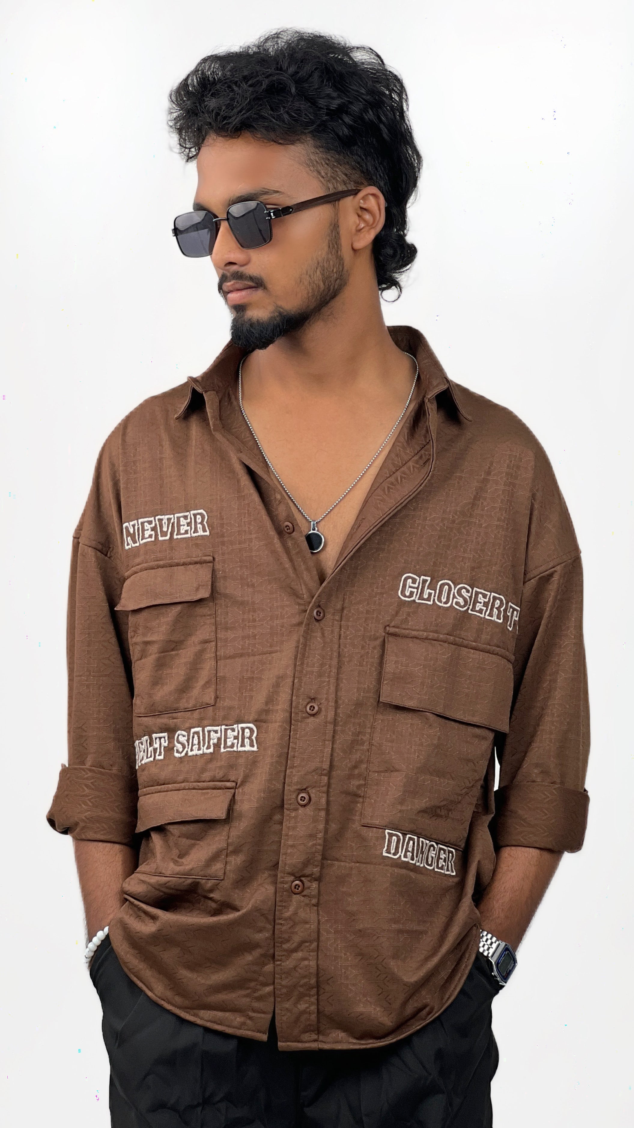 R&amp;D 3 POCKET SHIRT-BROWN