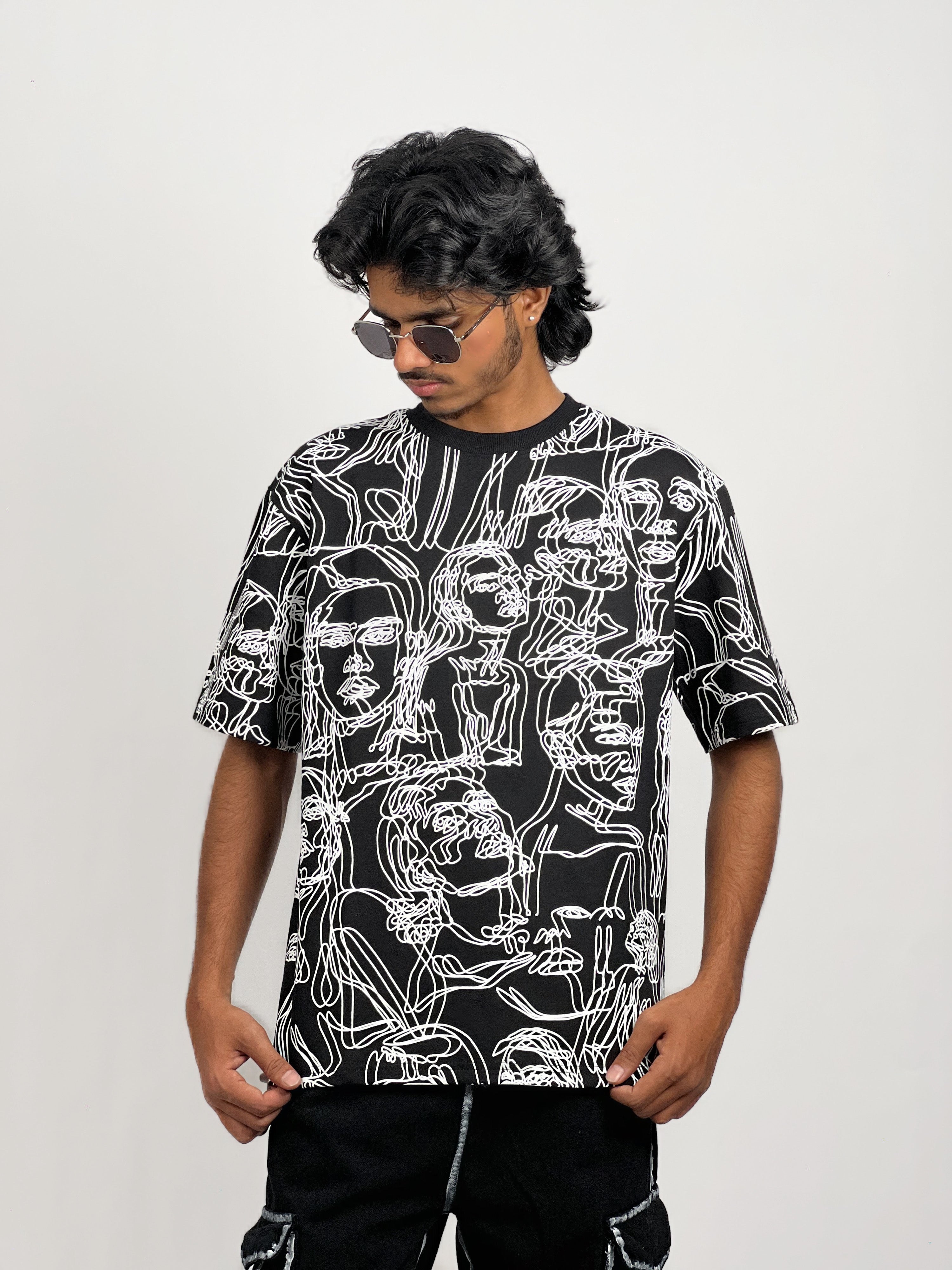 SCRIBLE PRINTED OVERSIZED - BLACK