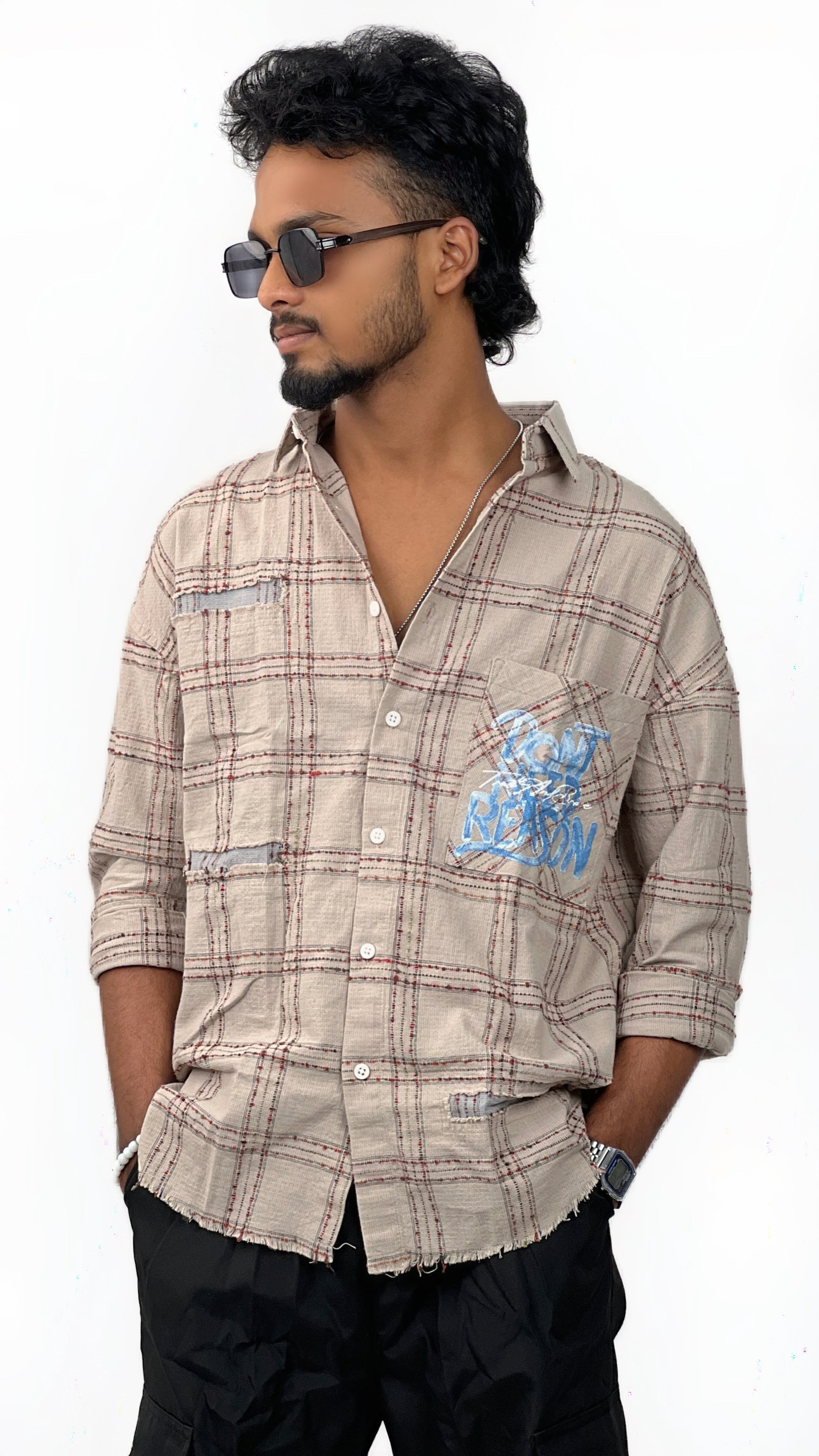 R&amp;D TEXTURED EMBROIDERED SHIRT-BIEGE