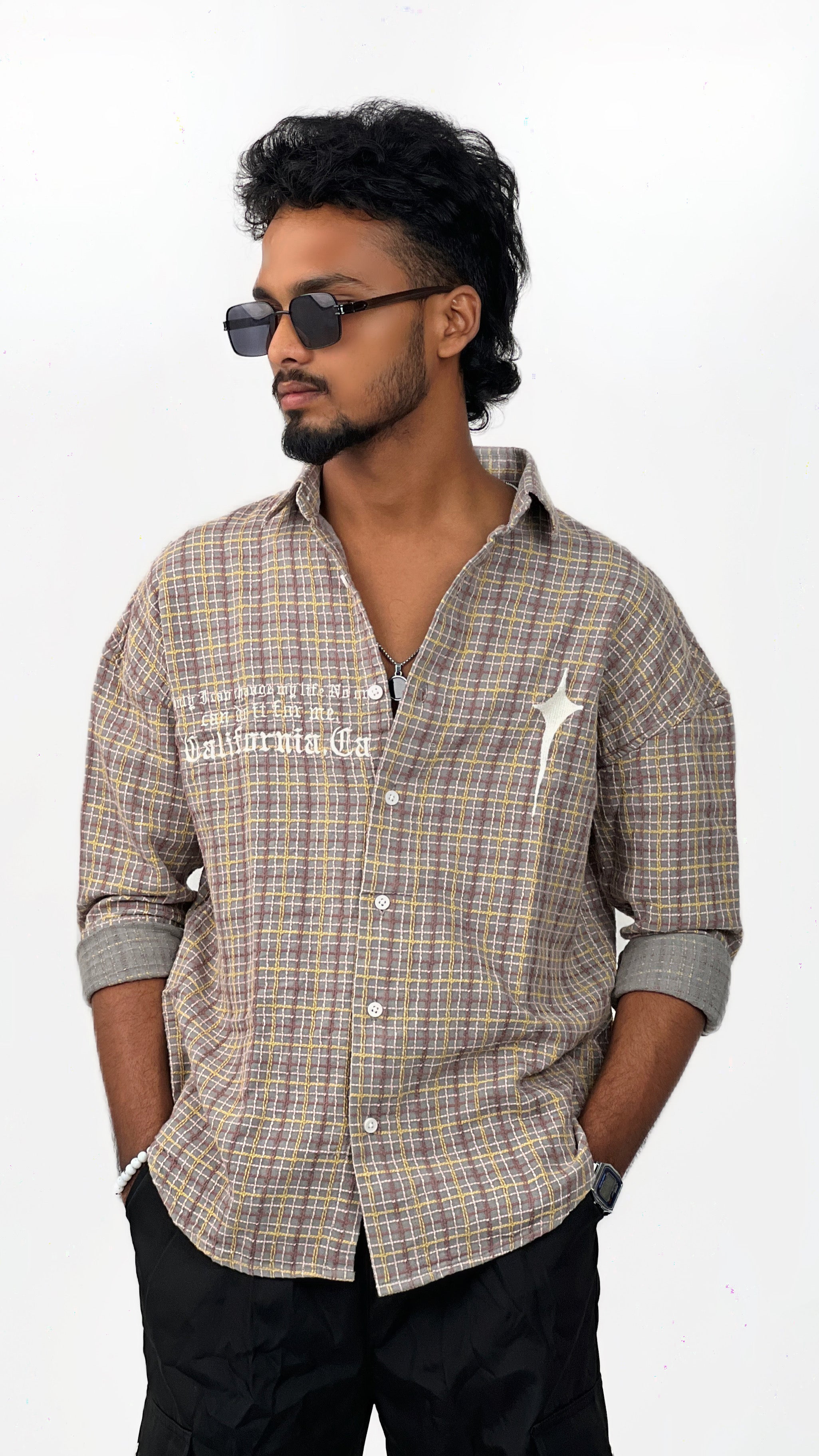 R&amp;D EMBROIDERED CHECKED SHIRT